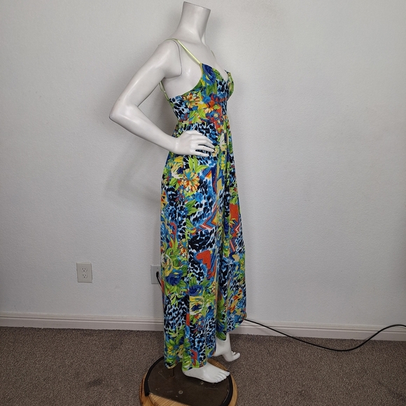 Derek Heart Multicolor Vibrant Floral Animal Print Tropical Maxi Dress Size M - Picture 5 of 13